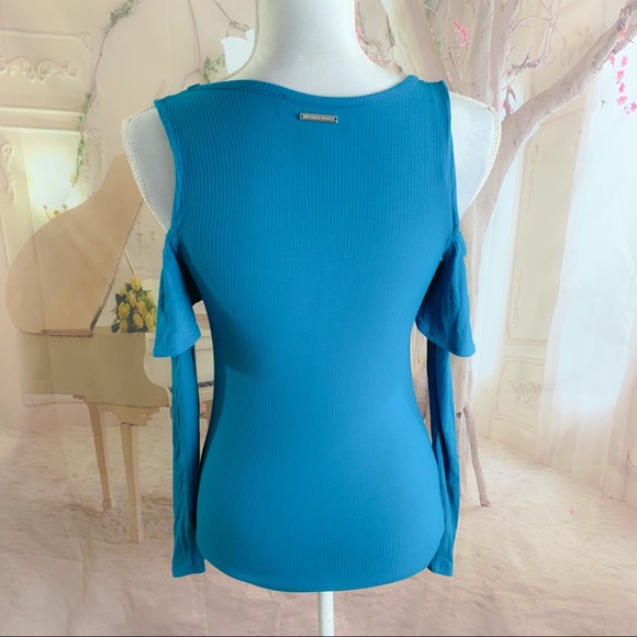 Michael Kors Ribbed Cold Shoulder Blouse - Picture 7 of 10